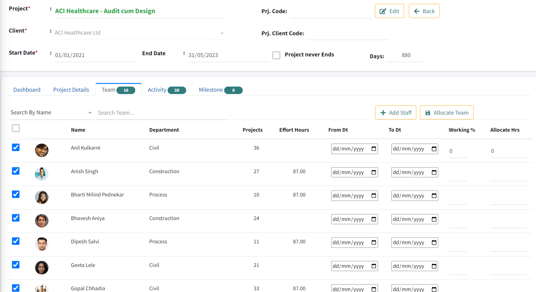 Project Management Timesheet Features